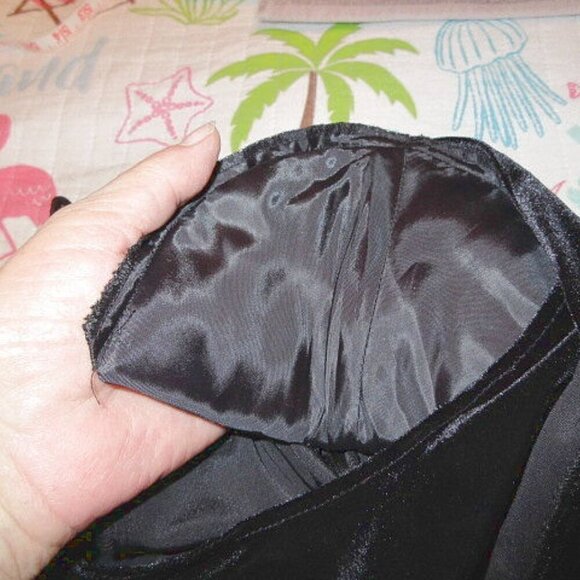 Vtg Black Velvet Dress With Cardigan Size L P Layered Rhinestones Whimsigoth 80s - Picture 7 of 12